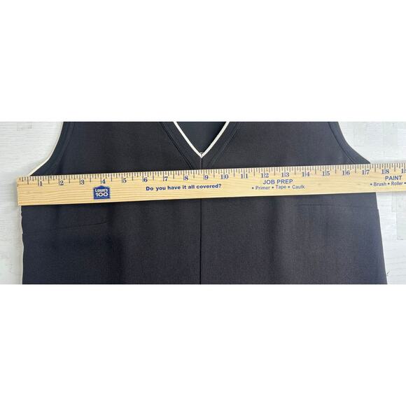 Vince Sleeveless Knit Midi Dress Black & White V-Neck Striped Mesh Hem Size 10 - Picture 9 of 12